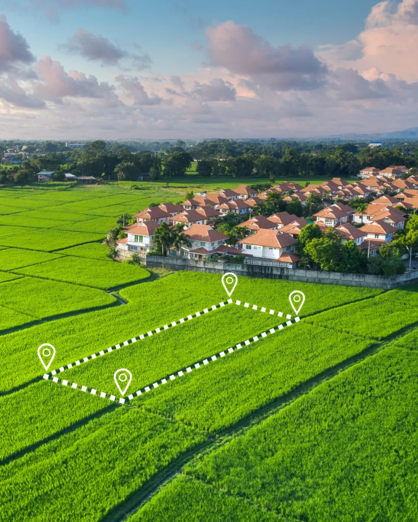 Vue aérienne de parcelles et de voiries dans l’est du Var